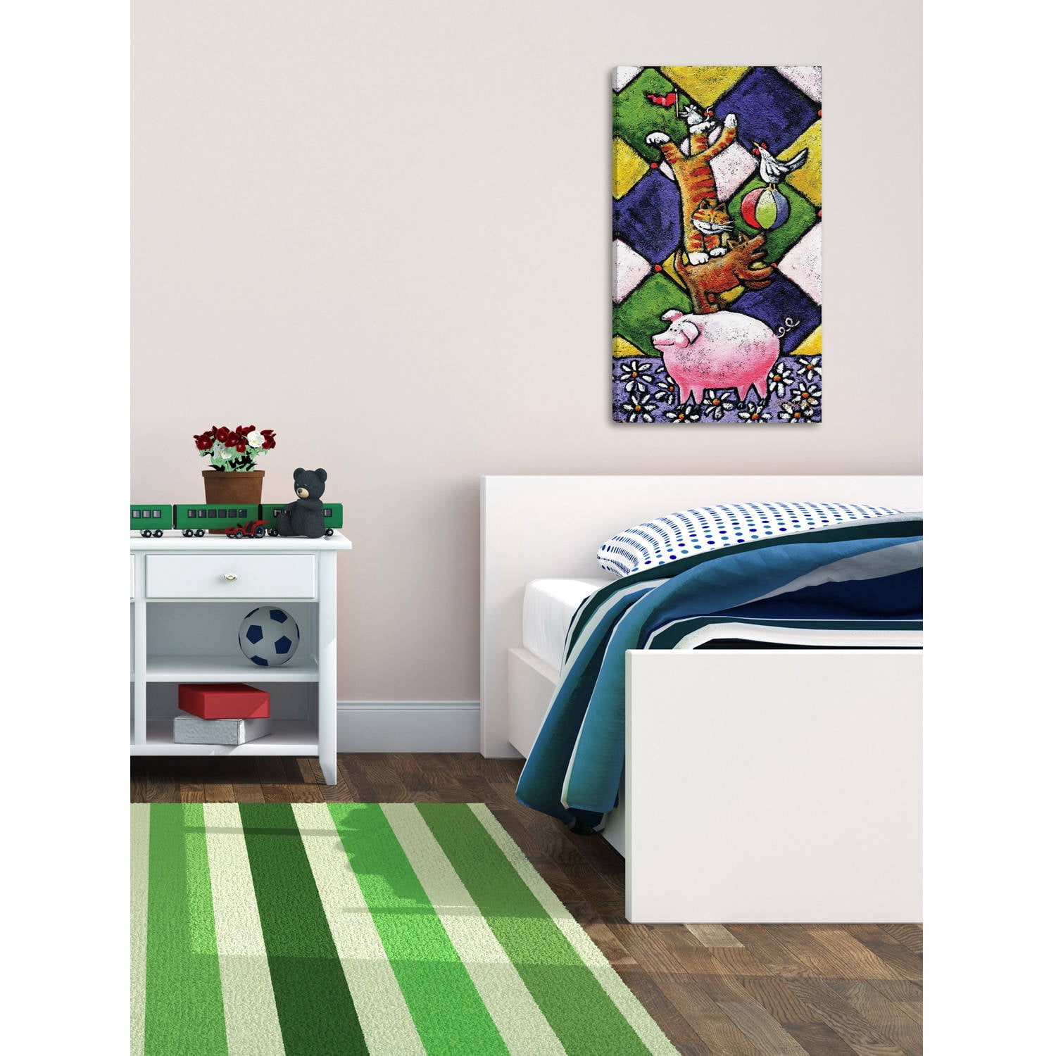 Marmont Hill 'Farm Animals Stackers' by Janet Nelson Painting Print on Wrapped Canvas