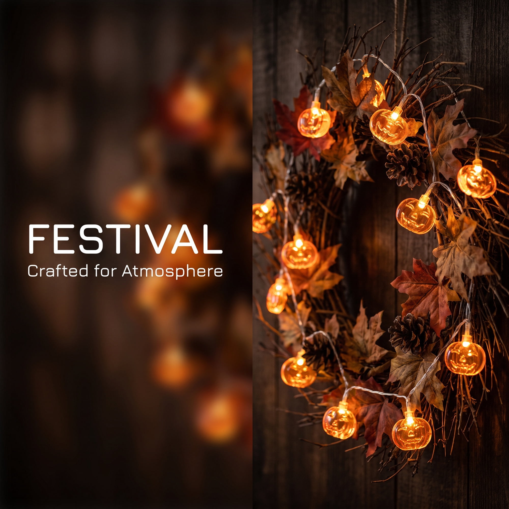 Unique Bargains Jack-O'-Lantern Fairy Lights 4.9 ft Squinting Pumpkin Battery Operated