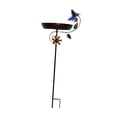 thumbnail image 3 of Comedero para pájaros, cuenco para baño de pájaros, adorno de jardín con estaca, cuenco de agua de hierro, baño de pájaros de metal para decoración de Mariposa, 3 of 8