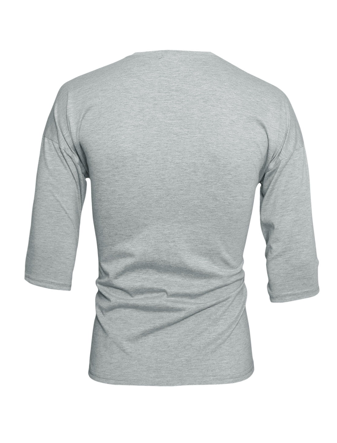 Men's Crew Neck 3/4 Sleeves Drop Shoulder Tee Shirt Gray (Size M / 38 ...