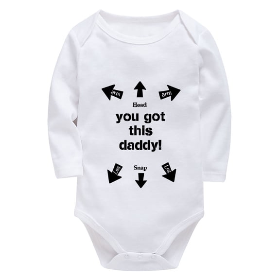 You Got This Daddy Bodysuit Baby Girl Long Sleeve Baby Girls Clothes Newborn White Neutral Onsies3-6 Months