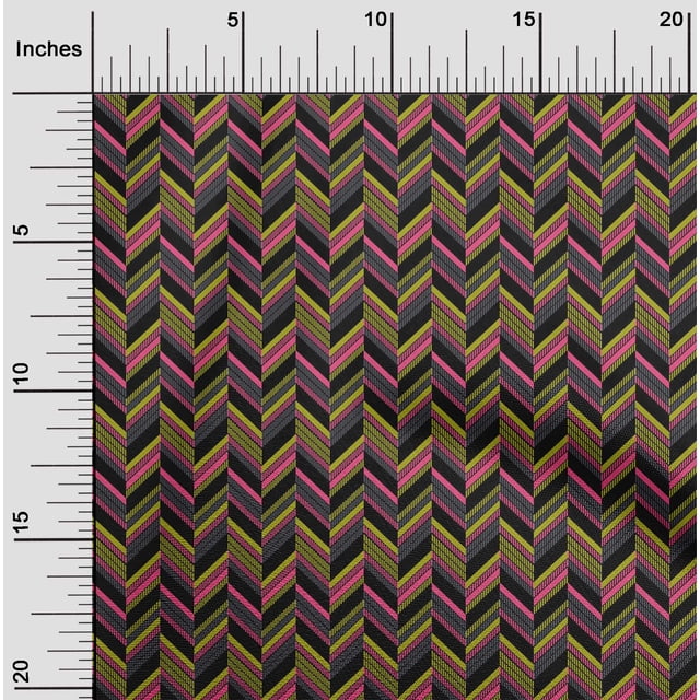 oneOone Georgette Viscose Fabric Herringbone Geometric Print Fabric BTY 42 Inch Wide