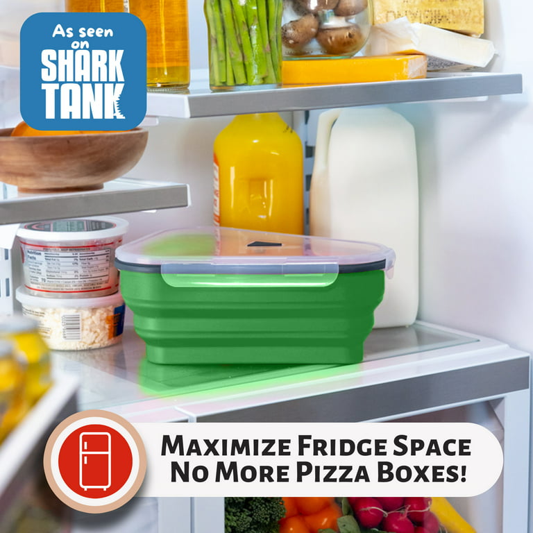 PIZZA PACK® The Reusable Pizza Storage Container with 5 Microwavable  Serving Trays - BPA-Free Adjustable Pizza Slice Container to Organize &  Save Space, Green 