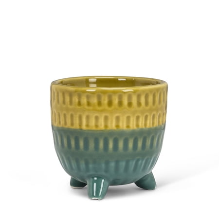 Set of 1 Small Two Tone Footed Planter