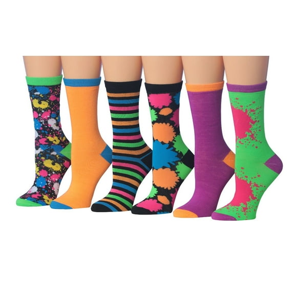 Colorfut Women's 6 Pairs Colorful Patterned Crew Socks CR100B-6