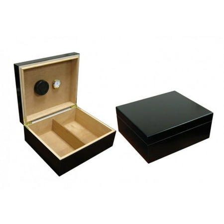 Black Finish Humidor - Chalet Desktop Cigar Humidor - Black Finish - Capacity: 25 to 50