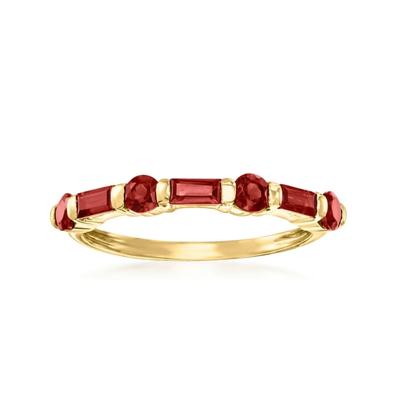 Ross-Simons 0.80 ct. t.w. Baguette and Round Garnet Ring in 14kt Yellow Gold, Women's, Adult