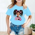 thumbnail image 2 of Curuila Kid Girls Tops Cartoon Print Crew Neck Short Sleeve Tee Summer Casual Loose T Shirt Blue Size 10-12 Years, 2 of 4