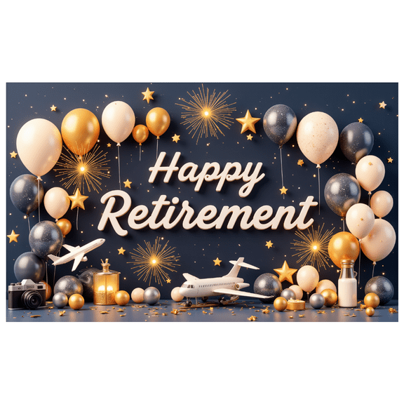 Decorative Design Retirement Celebration Banner Colorful Theme Retirement Party Background for Retirement Party Indoor Celebration Event Decoration