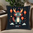 thumbnail image 5 of Set of 2 18x18in Throw Pillow Covers featuring a playful cartoon dragon design with vibrant colors perfect for couch bed or car decor, 5 of 8