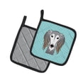thumbnail image 2 of Checkerboard Blue Saluki Pair of Pot Holders, 2 of 3