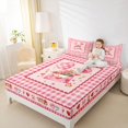 thumbnail image 4 of Manfei Pink Flower Tulip Queen Sheet Sets,Valentines Gifts Flat Sheet,Cute Loves Print Queen Fitted Sheet For Girls Kids,Ultra Soft Home Decor,4pcs, 4 of 7