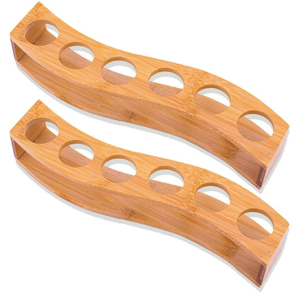 2X Shot Glass Holder Set-1Oz/30Ml Shot Glass Set Bamboo Shot Glass Holder, 6Pcs Shot Glass Set, Perfect for Party, Bar,2 x Shot Glass Holder(Without cup),Wood color