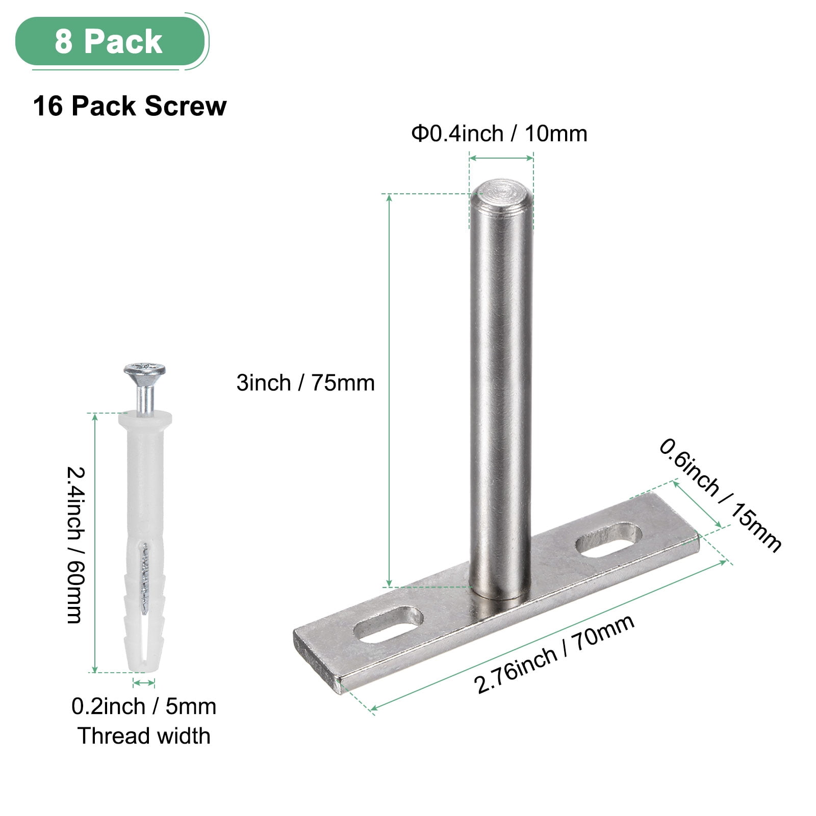 Uxcell 8-Pack Floating Shelf Brackets, 3 Inch Blind Shelf Supports for Shelf Support with Screw Included [Nickel]