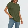 thumbnail image 5 of Women's Easygoing Batwing Top Crewneck Short Sleeve Solid Color Casual Shirt Loose Fit for Relaxed Everyday Style, 5 of 8