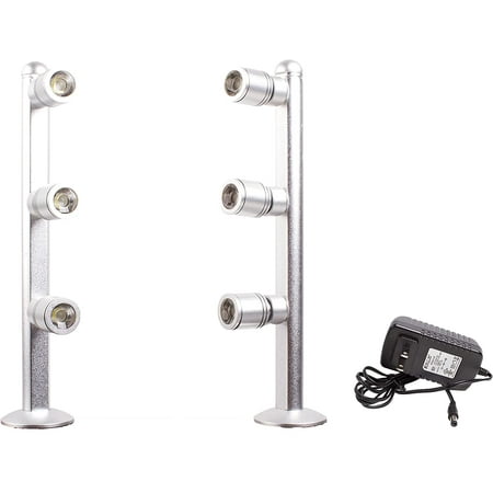 

LEDUPDATES 2 Pack Showcase LED Light Pole Style spot Light Silver Color 6000K with UL Listed Power Supply (8 inches)