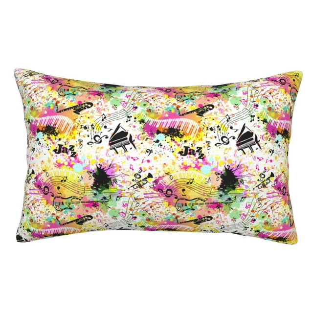 KLL Housses de Coussin Musicales Rétro Fermeture Enveloppe, Super Douces et Confortables Housse de Coussin en Polaire Duveteuse-16"x24 Pouces