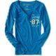 thumbnail image 1 of Aeropostale Camiseta gráfica Aero 87 para mujer, azul, extra pequeña Aeropostale Camiseta gráfica, 1 of 1
