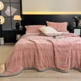 thumbnail image 1 of Home Solid-Color Soft Flannel Blanket Carved Floral Designs Flannel Blanket Multi-Functional Flannel Coverlet Home Essentials, 1 of 6