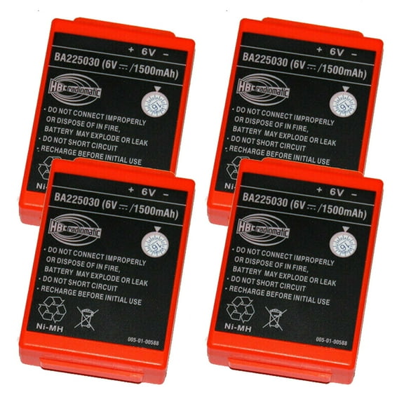 (4-Pack) 6V 1500mAh BA225030 Ni-Mh Battery for Pump Truck Remote Control Battery