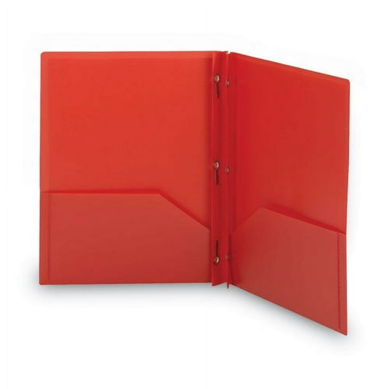 Poly Two-Pocket Folder with Fasteners, 180-Sheet Capacity, 11 x 8.5, Red, 25/Box Poly Two-Pocket Folder with Fasteners, 180-Sheet Capacity, 11 x 8.5, Red, 25/Box