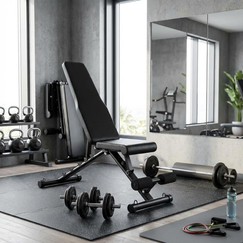Adjustable Weight Bench for Home Gym, Foldable Workout Bench with Leg Developer & Preacher Pad, Incline Decline Bench Press for Full Body Strength Training