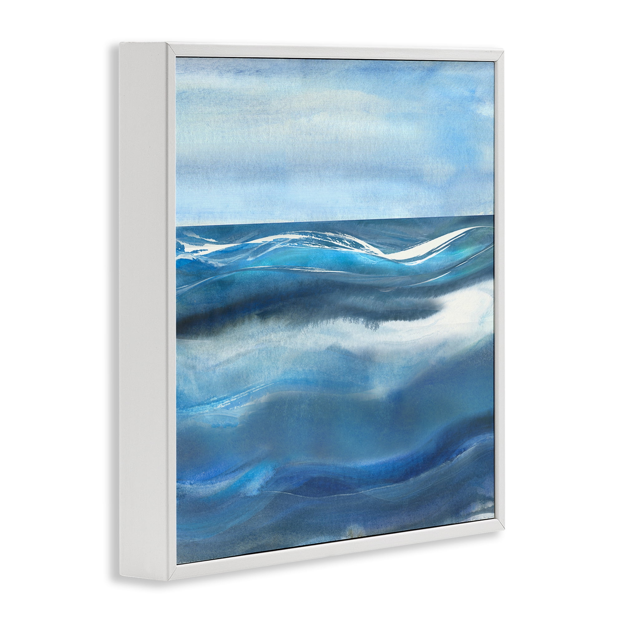 Stupell Industries Calm Expanse of Ocean Waves White Framed Giclee Art, design by Susan Jill