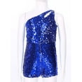 thumbnail image 5 of Mufeng Kids Girls One Shoulder Jumpsuits Sleeveless Sequins Romper Wedding Birthday Party Prom Gown Royal Blue 14, 5 of 9