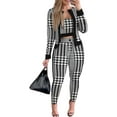 thumbnail image 2 of ZANKLEY Women's 3-Piece Printed Sexy Tracksuit Set - Tube Top, Jacket Bodycon Pants for Party, 2 of 5