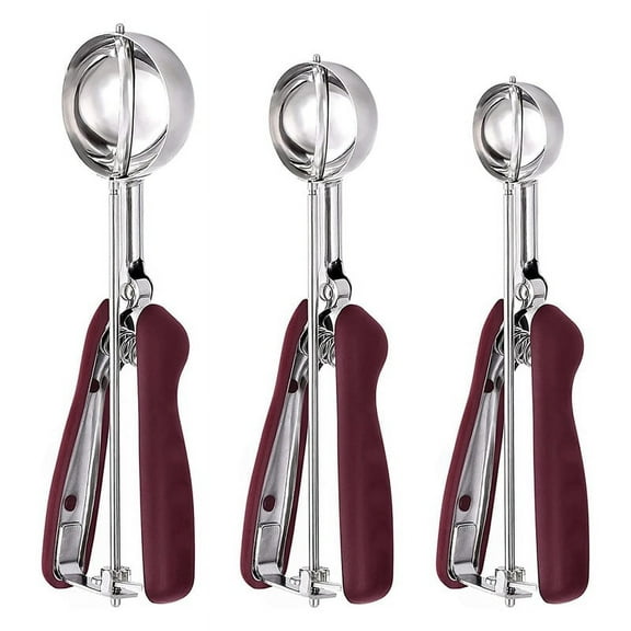 Cookie Scoop for Baking Set of 3, Ice Cream Stainless Steel, Dough Scoop, Cupcake Meatball