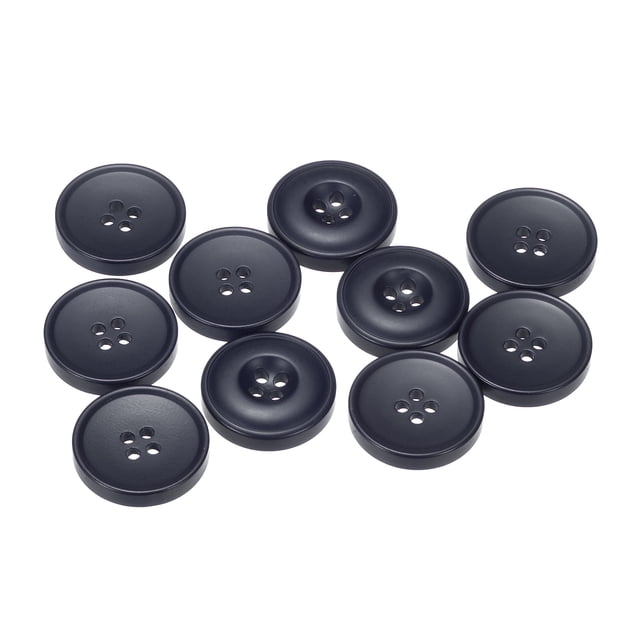 Botones de costura Uxcell de resina redondos planos de 4 agujeros para abrigos, suéteres, confección de ropa y manualidades, azul profundo de 23 mm