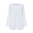 thumbnail image 5 of Goodtrade8 Solid Color Tops for Womens Outing Cotton Long Sleeve White V-Neck Casual Fall Shirts for Women, 5 of 5