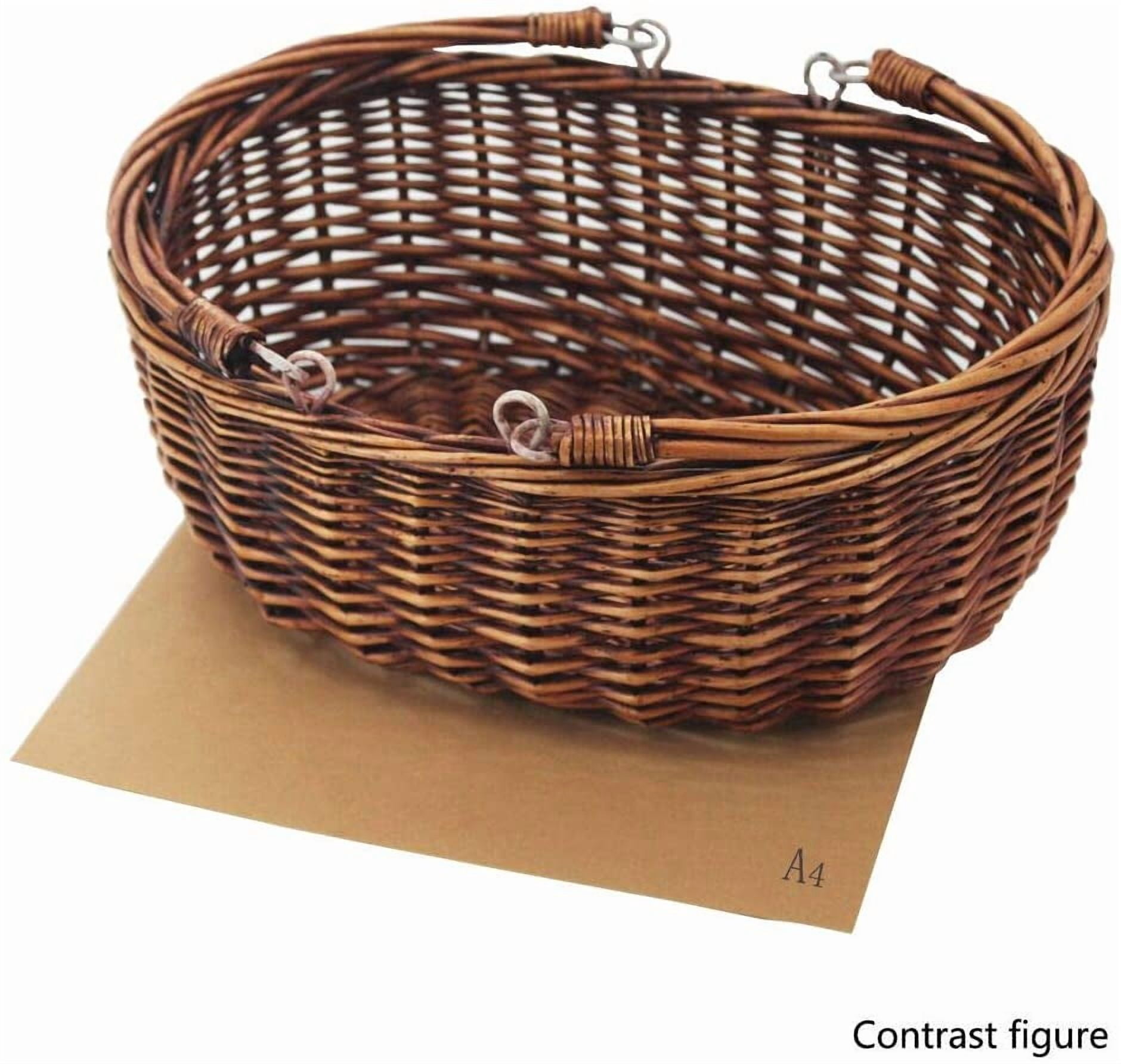 Wicker Picnic Basket with Folding Handles Wicker Hand Woven Baskets for Storage, Garden Harvest, Easter, Empty Gift Basket, Brown