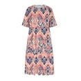 thumbnail image 5 of Tnhcen Women's Casual Plus Size 3XL Pocket Round Neck Short Sleeve Print Maxi Dress, 100% Polyester Flowy Dress, Casual Summer Dress with Pockets, 5 of 5