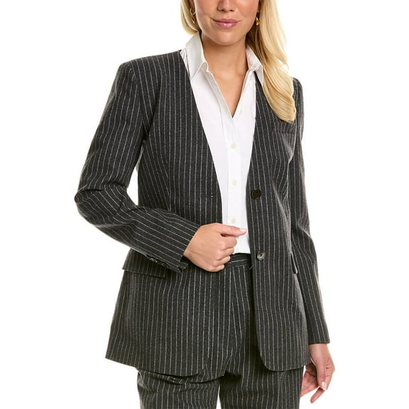 Michael Kors womens  Pinstripe Wool-Blend Blazer, 0, Grey