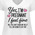 thumbnail image 4 of Inktastic Yes I'm Pregnant I Feel Fine No You Cant Touch My Belly Women's Plus Size V-Neck T-Shirt, 4 of 5