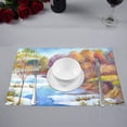 thumbnail image 3 of MKHERT Sapling Tree Forest Near Frozen Rivulet in Bright Wintertime Day Placemats Table Mats for Dining Room Kitchen Table Decoration 12x18 inch,Set of 4, 3 of 4