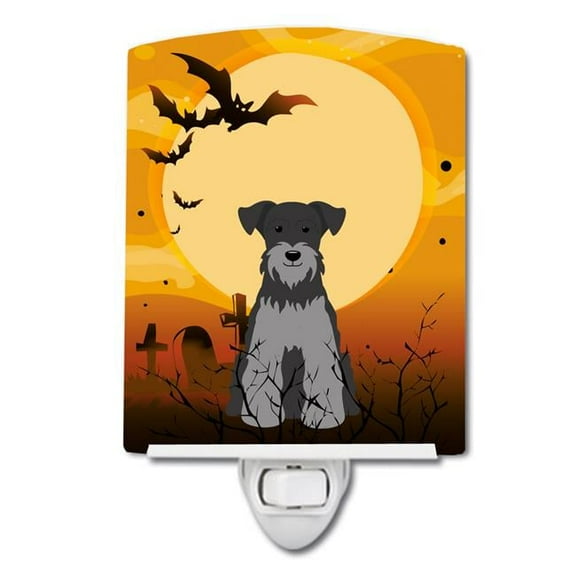 Halloween Miniature Schanuzer Black Silver Ceramic Night Light