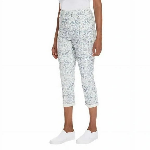 Mario Serrani Women’s Roll Cuff Capri | White/Blue, Small