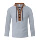thumbnail image 5 of pstuiky manga larga para hombre, Camiseta de manga larga con cuello alto, diseño de patchwork marrón y cordón ajustable para hombre Tops de hombre xxl, 5 of 7
