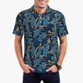 thumbnail image 2 of Balery Blue Leaves A Printed Men’s Short Sleeve Polo Shirt, Midweight Men's Shirt,Golf Polo shirts -XX-Large, 2 of 8