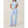 thumbnail image 2 of SUNSIOM Ensemble d'Été 2 Pcs pour Femmes Manches Courtes Col Rond + Pantalon Évasé Mode Urbaine, 2 of 6