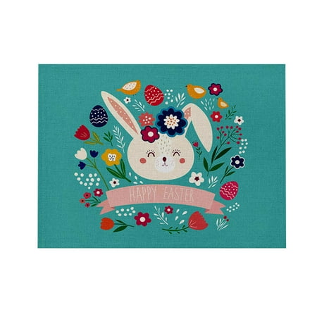 

Yjdsgif Happy Easter Rabbits Carrot Placemats Seasonal Spring Decor Hunny Bunny Holiday Farmhouse Indoor Vintage Theme Gathering Dinner Party Decorations