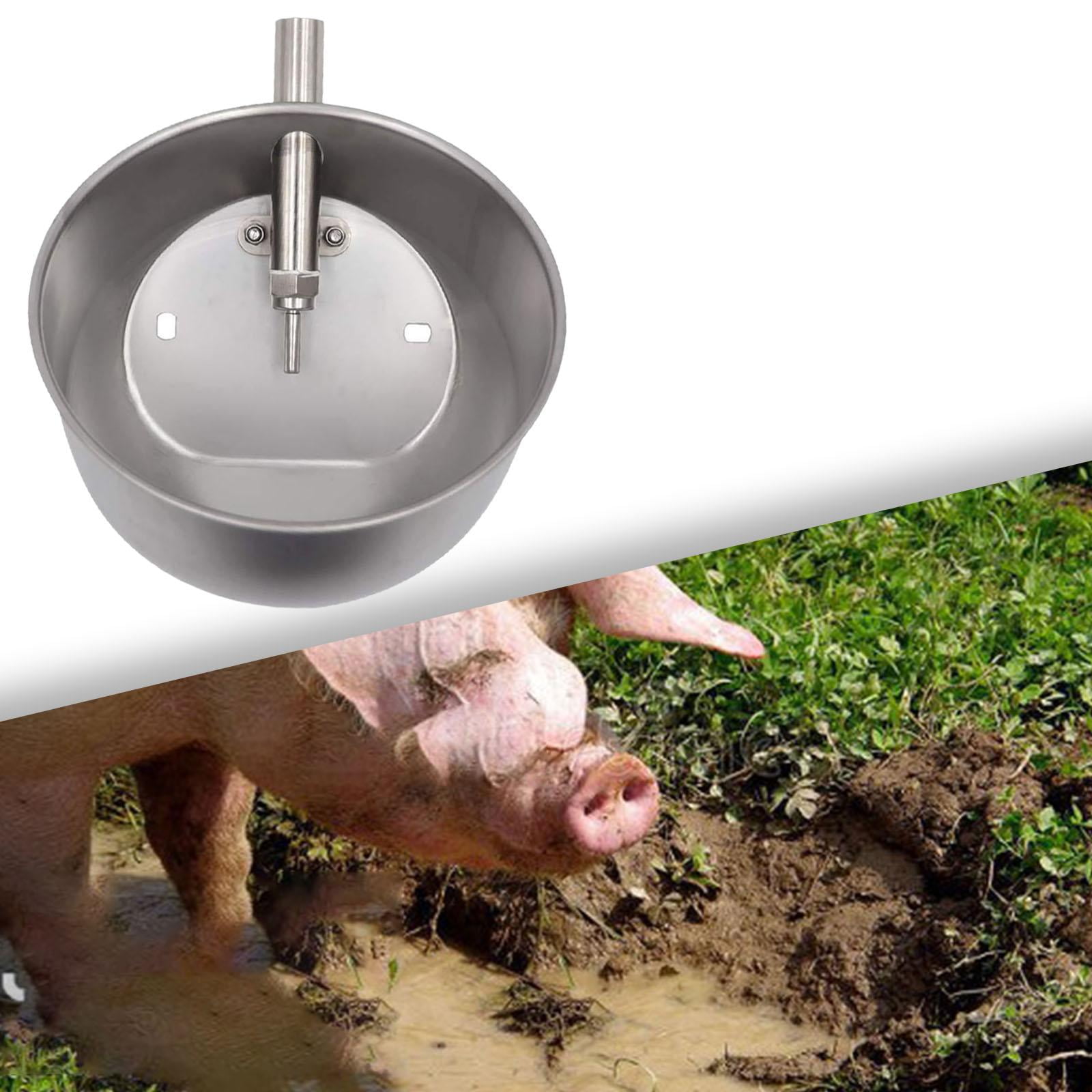 FITYLE Automatic Pig Waterer Heavy Duty Water Trough Animal Waterer Bowl Stainless Steel Pig Water Bowl for Piglets Pig Farm Animals XL