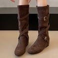 thumbnail image 4 of Fnooota Women's Knee High Boots, PU Non Slip Casual Round Toe Fall Winter Shoes Coffee Size 5.5, 4 of 6