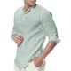 thumbnail image 1 of Camisas De Franela Para Hombre Camisas para la fiesta del hombre Loose Short Tops (Green, S), 1 of 3