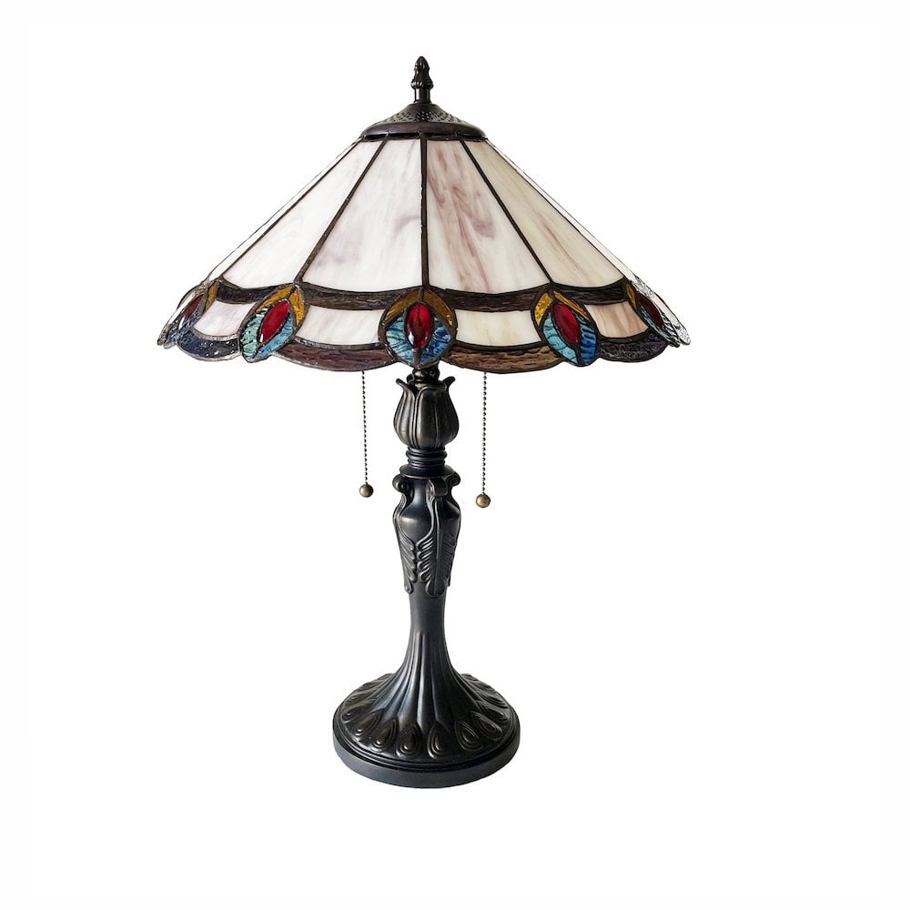 CHLOE Lighting Ryce Tiffany-Style 2-Light Geometric Table Lamp 16" Shade