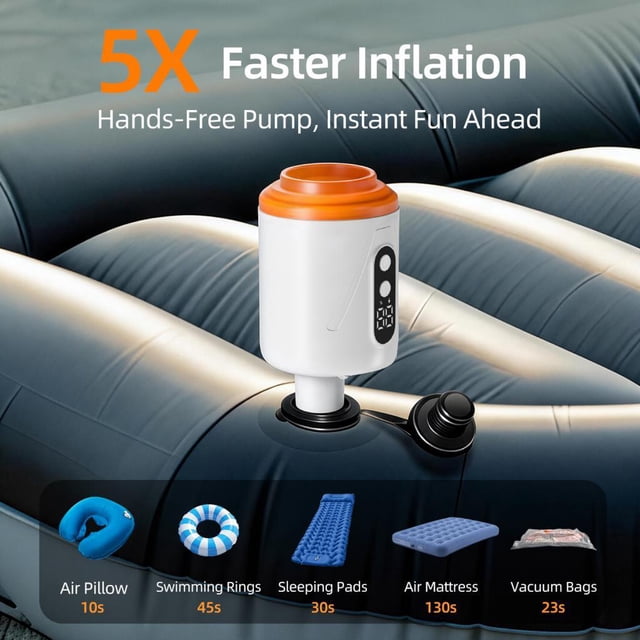 Quzzie Electric Air Pump Inflate and Deflate Air Pump for Inflatable Swimming Rings White