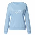 thumbnail image 3 of Gibobby Sudaderas para mujer Sudadera de manga larga con cuello redondo y estampado de corazones para mujer (Azul, L), 3 of 4