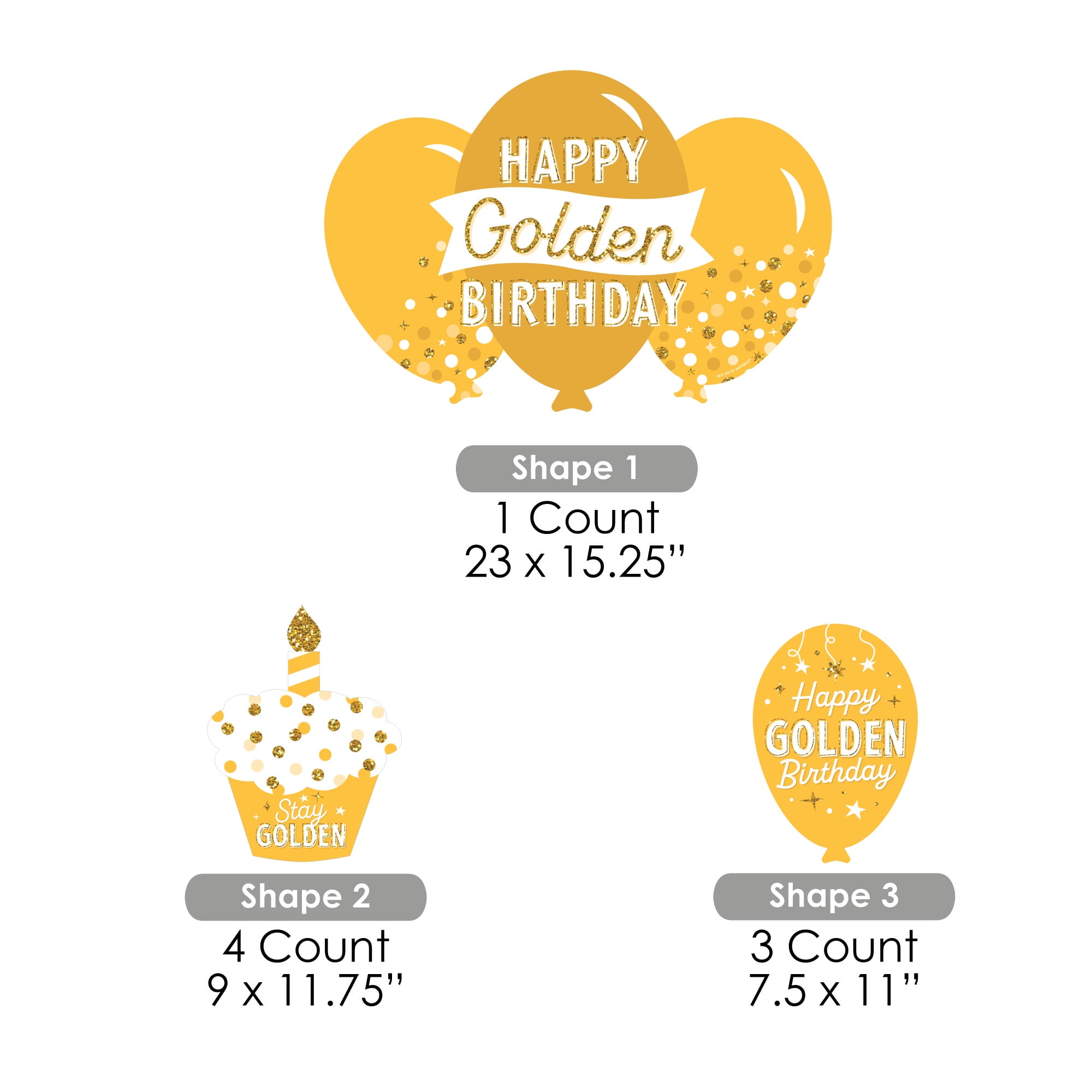 Big Dot of Happiness Golden Birthday - Yard Sign and Outdoor Lawn Decorations - Happy Birthday Party Yard Signs - Set of 8
